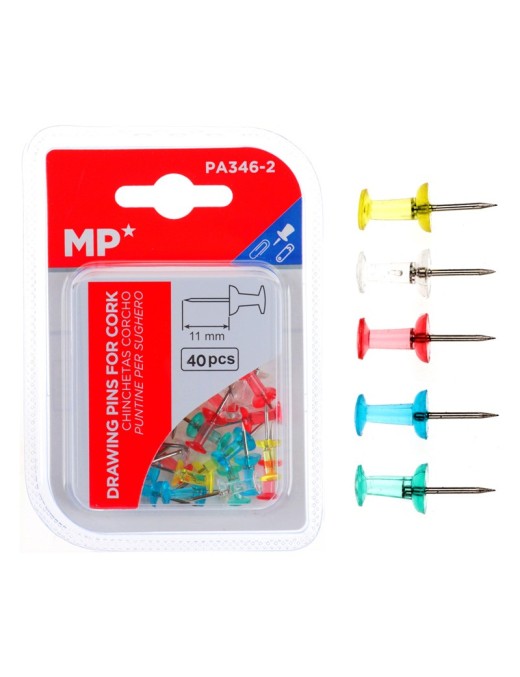 MP χρωματιστές πινέζες για πίνακα PA346-2, 11mm, 40τμχ