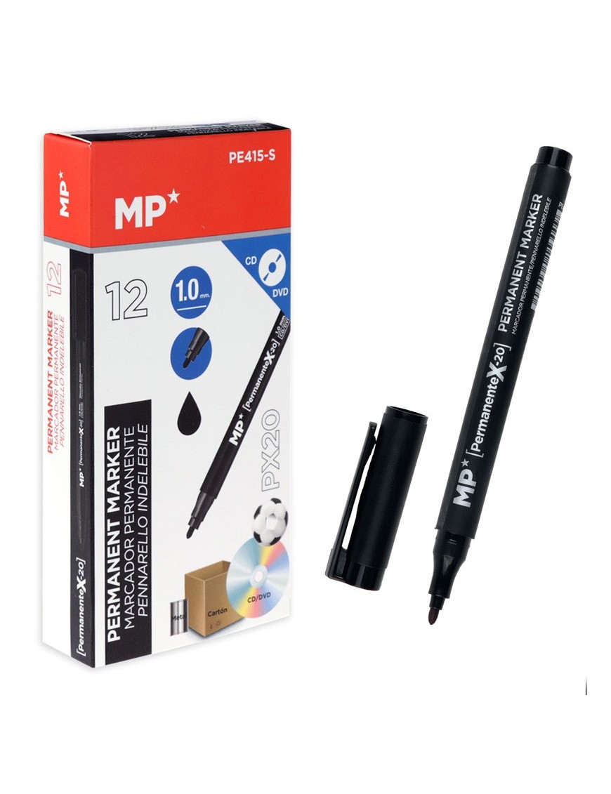 MP ανεξίτηλος μαρκαδόρος PE415-S για CD-DVD, 1mm, μαύρος 12τμχ