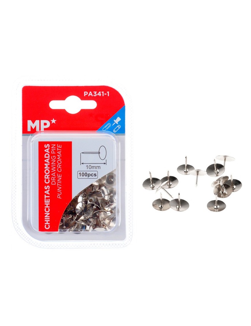 MP μεταλλικές πινέζες 10mm PA341-1, 100τμχ, ασημί
