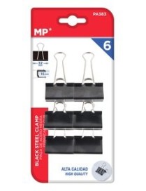 MP μεταλλικό κλιπ συγγράτησης εγγράφων PA383, 32mm, 6τμχ, μαύρα