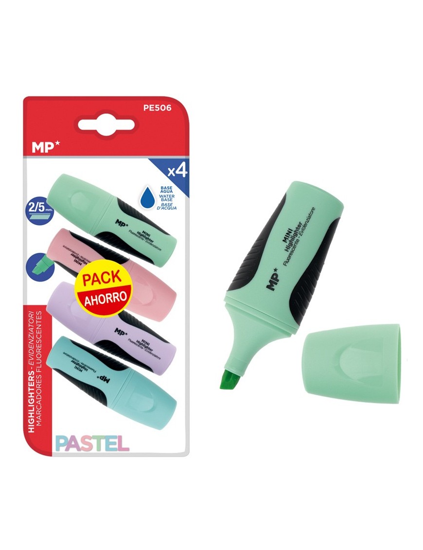 MP μαρκαδόρος υπογράμμισης PE506, πάχος μύτης 2-5mm, 4 χρώματα