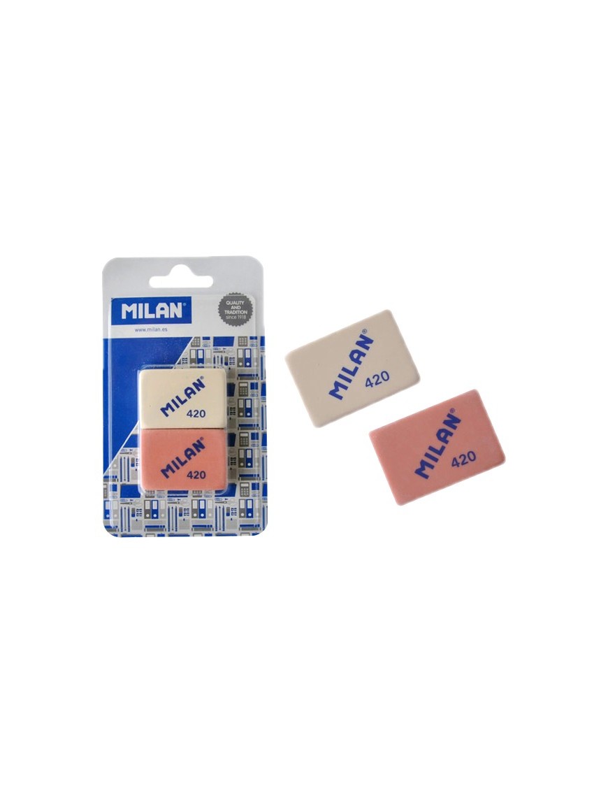 MILAN γόμα 420 BMM10304MP, παραλληλόγραμη 42 x 28 x 11mm, σετ 2τμχ