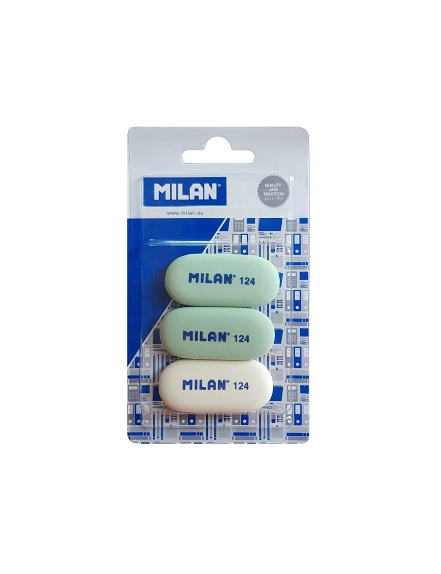 MILAN γόμα 124 BMM9203MP, παραλληλόγραμη 50 x 23 x 6mm, σετ 3τμχ