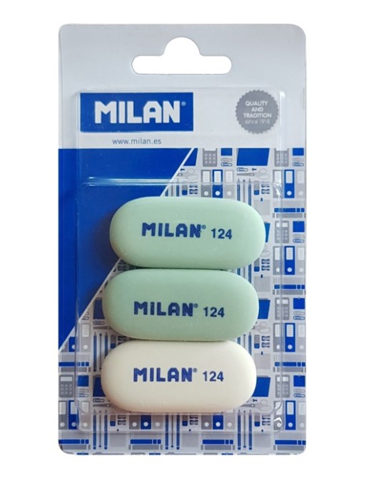 MILAN γόμα 124 BMM9203MP, παραλληλόγραμη 50 x 23 x 6mm, σετ 3τμχ