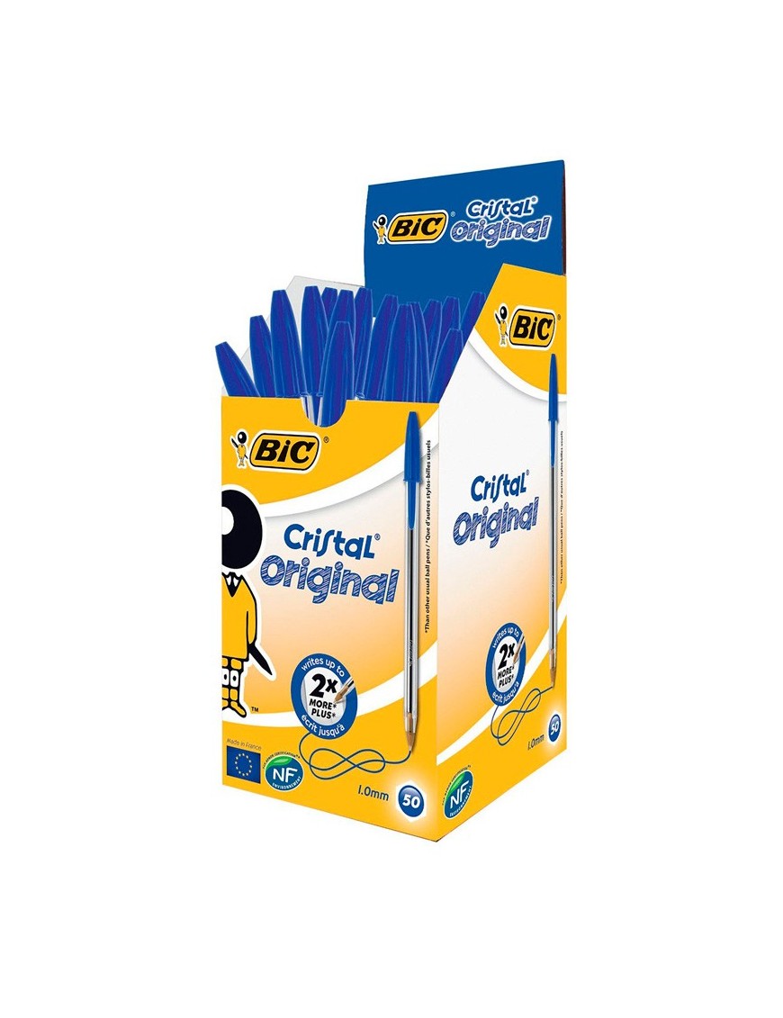 BIC στυλό διαρκείας Cristal με μύτη 1mm, μπλε 50τμχ
