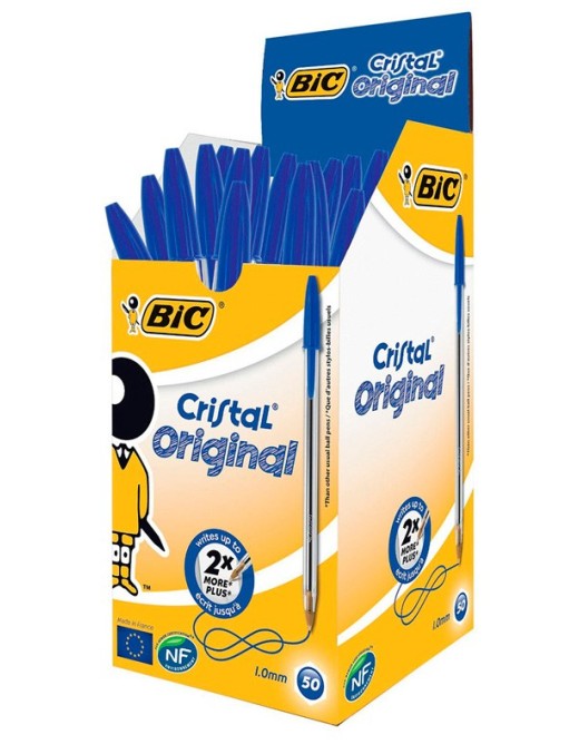 BIC στυλό διαρκείας Cristal με μύτη 1mm, μπλε 50τμχ