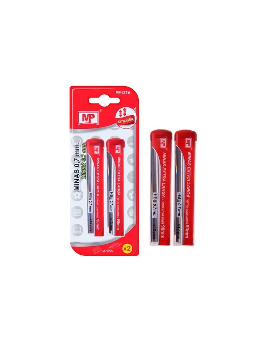 MP ανταλλακτικές μύτες για μηχανικό μολύβι PE137A, ΗΒ, 0.7mm, 2x 12τμχ
