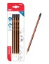 MP ξύλινο μολύβι με γόμα PE301, τρίγωνο, HB, 4τμχ