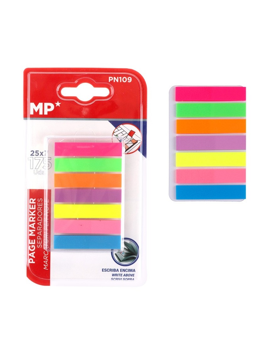 MP αυτοκόλλητοι σελιδοδείκτες PN109, ημιδιάφανοι, 45 x 9mm, 7x 25 τμχ