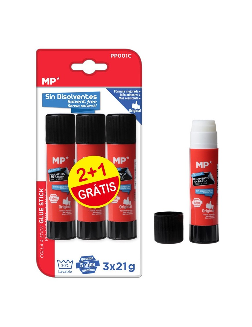 MP κόλλα στικ PP001C, διάφανη, 21g, 3τμχ