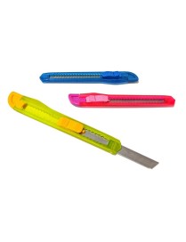 POWERTECH πλαστικό κοπίδι με ασφάλεια KNF-0004, 3 χρώματα, 12τμχ