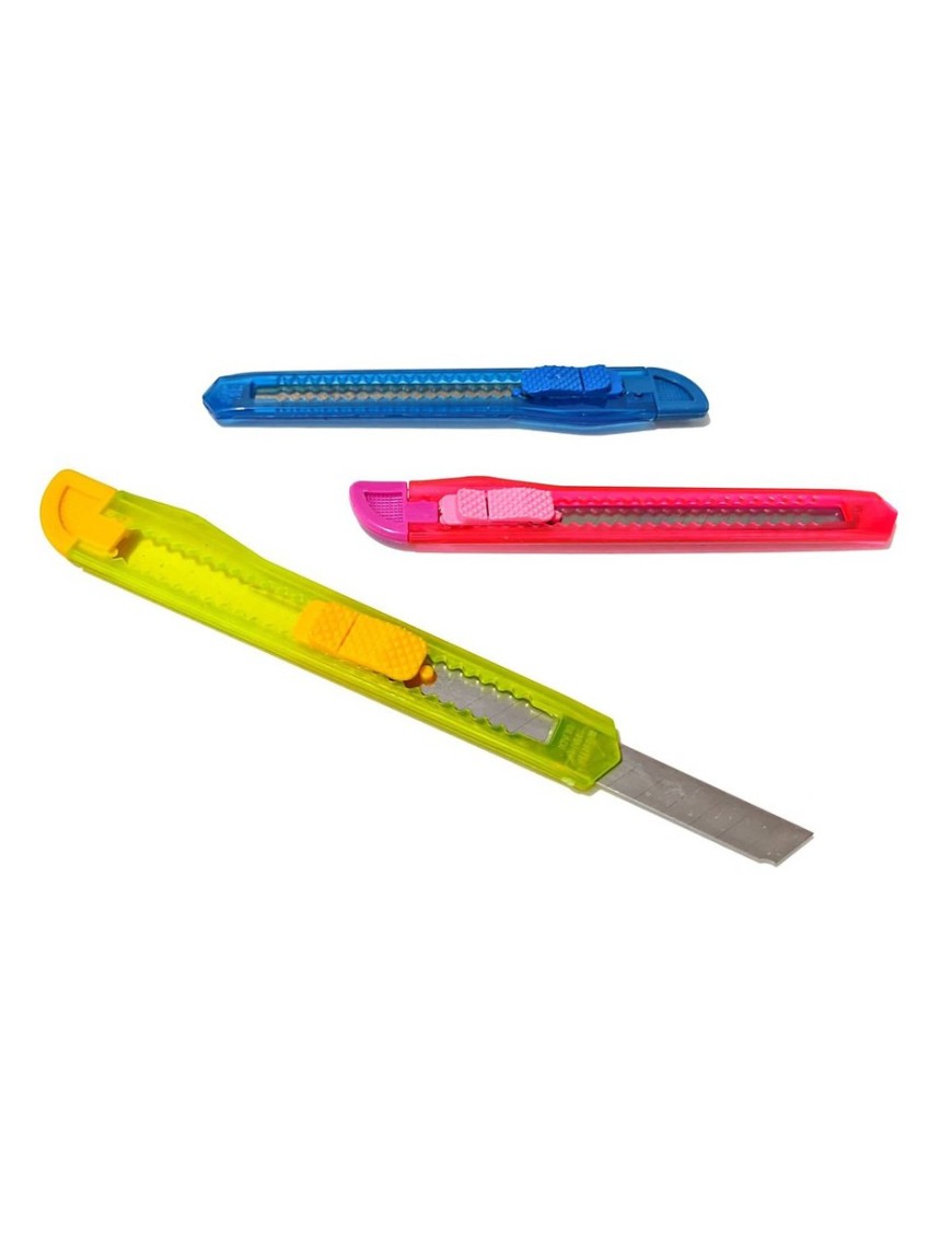POWERTECH πλαστικό κοπίδι με ασφάλεια KNF-0004, 3 χρώματα, 12τμχ