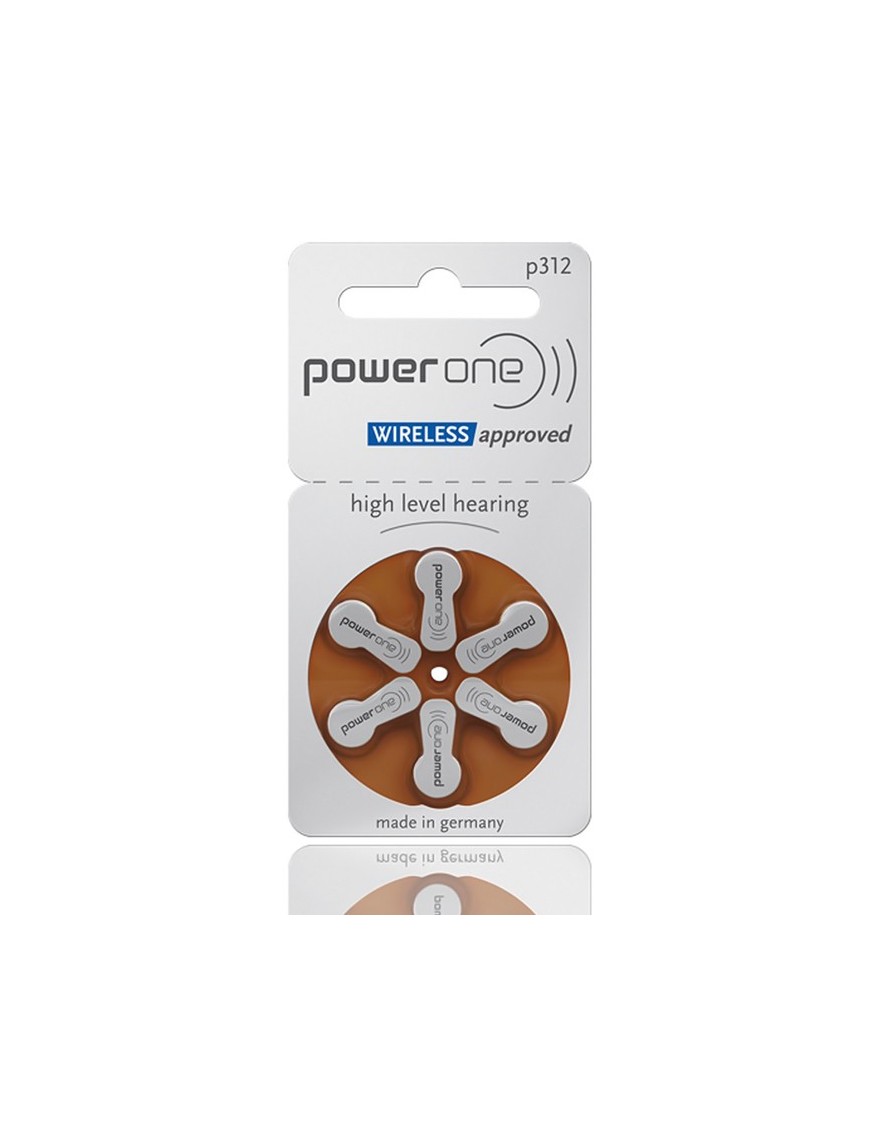 POWER ONE μπαταρίες ακουστικών βαρηκοΐας P312, mercury free, 1.45V, 6τμχ