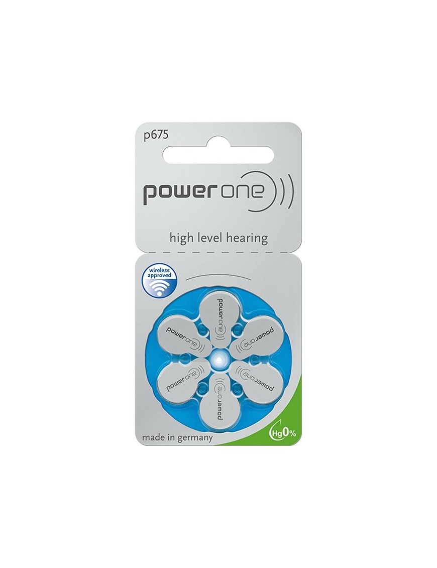 POWER ONE μπαταρίες ακουστικών βαρηκοΐας P675, mercury free, 1.45V, 6τμχ