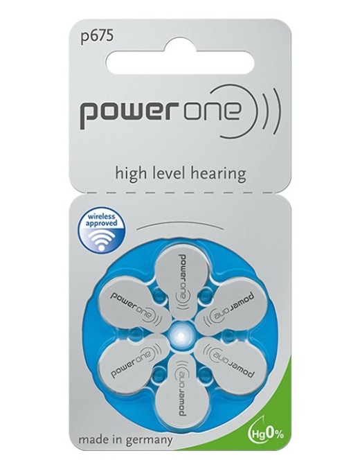 POWER ONE μπαταρίες ακουστικών βαρηκοΐας P675, mercury free, 1.45V, 6τμχ