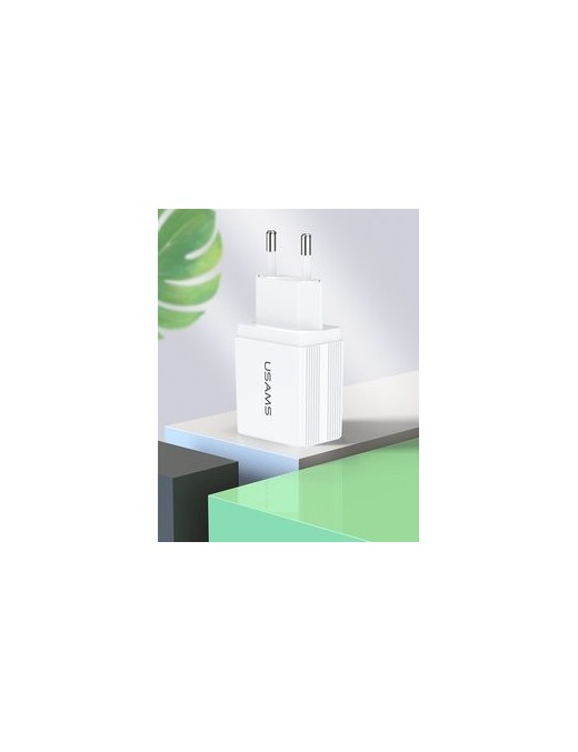 USAMS φορτιστής τοίχου T24 US-CC090, 2x USB, 2.1A, λευκός