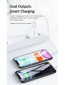 USAMS φορτιστής τοίχου T24 US-CC090, 2x USB, 2.1A, λευκός