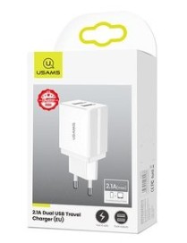 USAMS φορτιστής τοίχου T24 US-CC090, 2x USB, 2.1A, λευκός