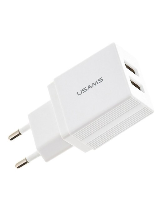 USAMS φορτιστής τοίχου T24 US-CC090, 2x USB, 2.1A, λευκός