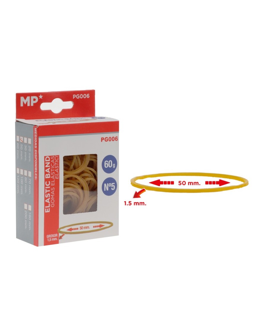 MP λαστιχάκια συσκευασίας PG006 σε κουτί, No5, 1.5x50mm, 60g