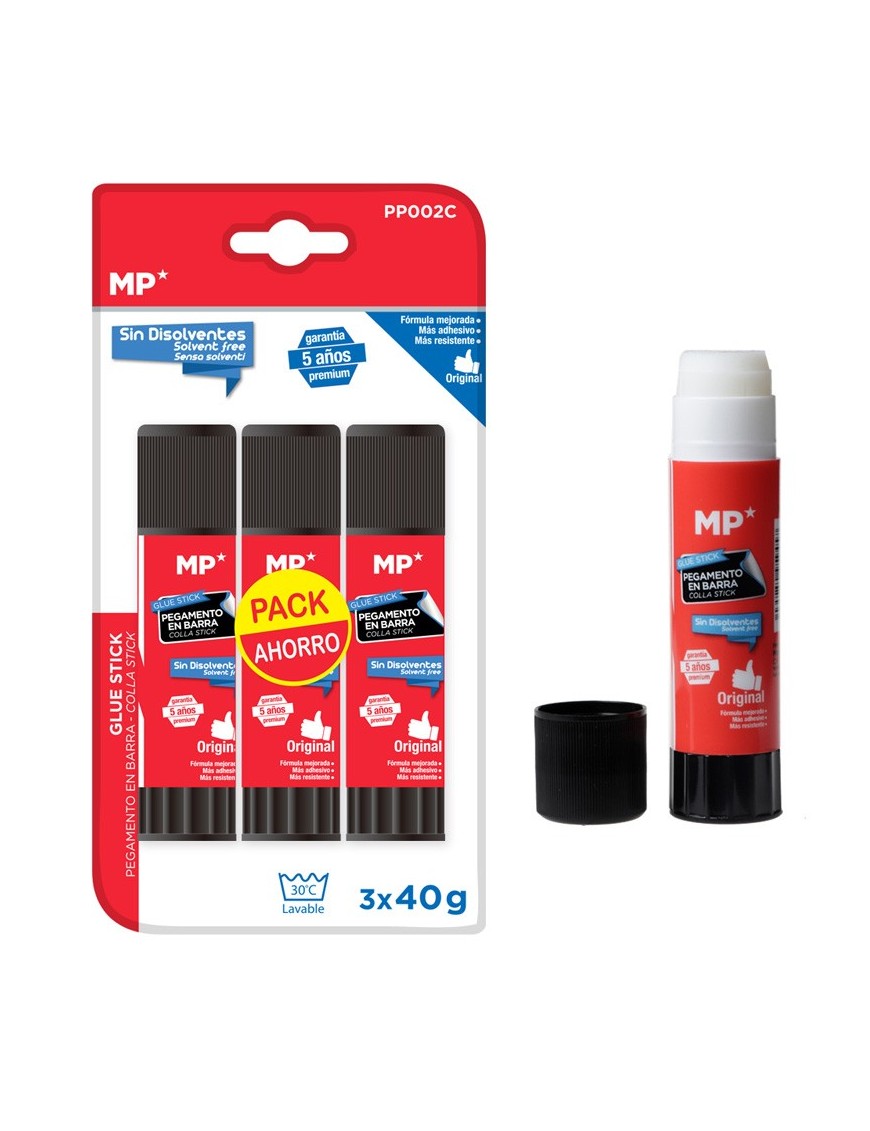 MP κόλλα στικ PP002C, διάφανη, 40g, 3τμχ