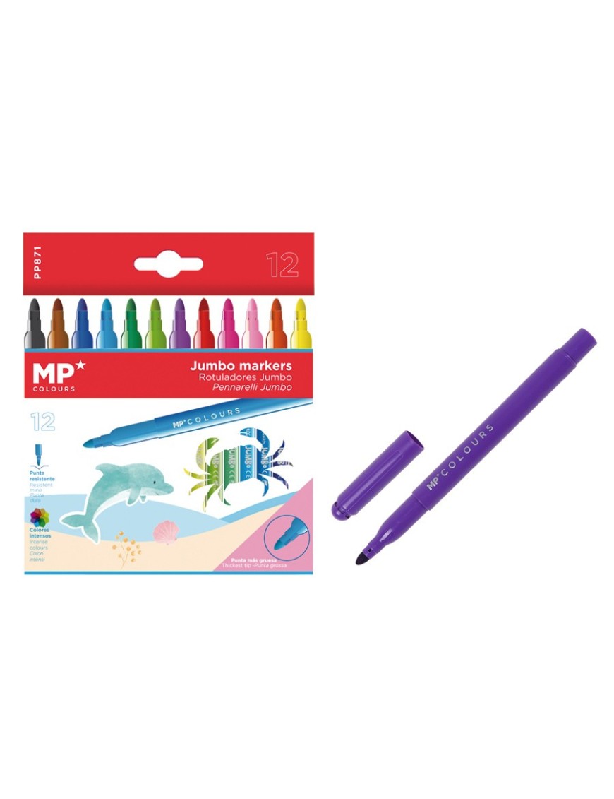 MP σετ χρωματιστών μαρκαδόρων Jumbo με χοντρή μύτη PP871, 12μχ