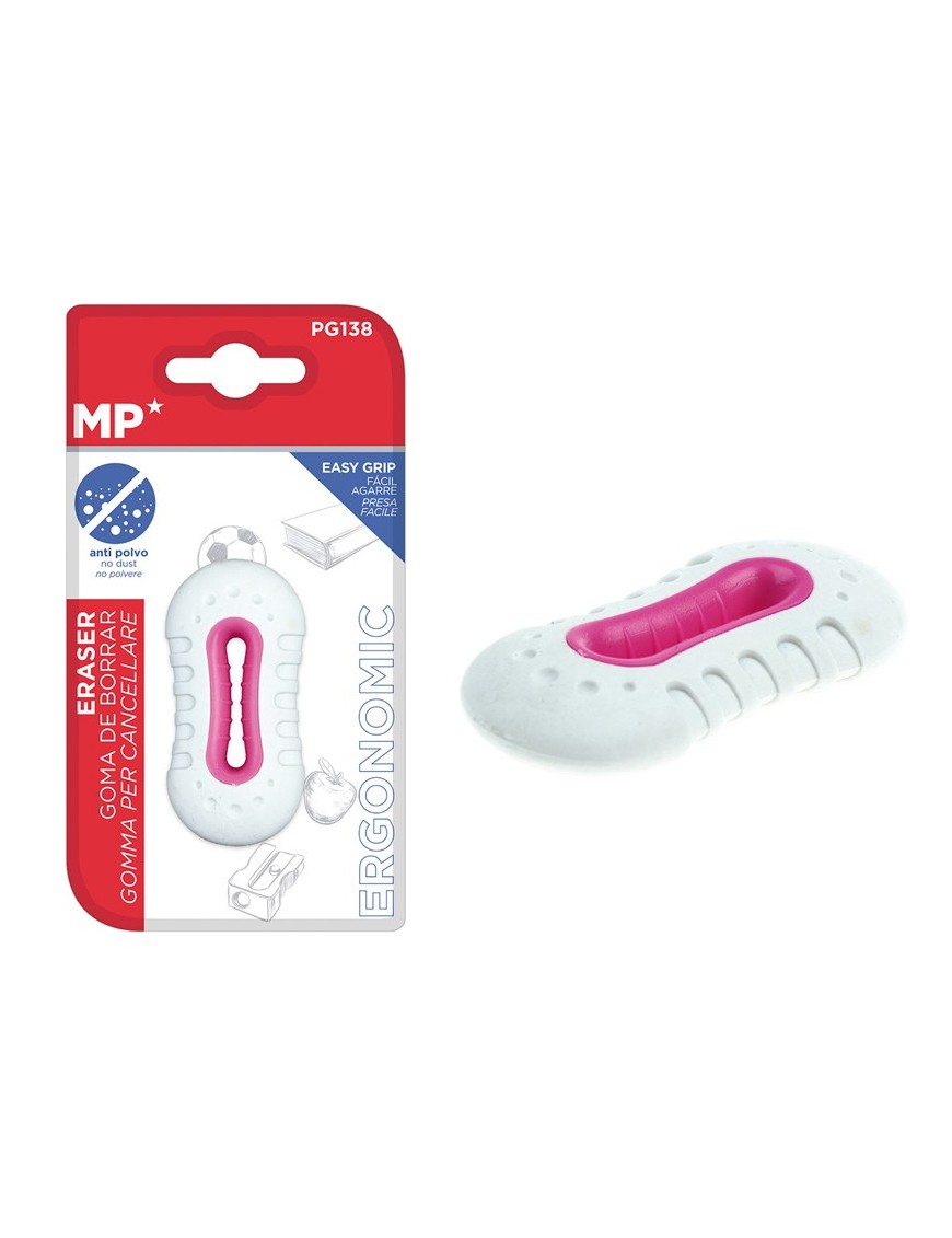 MP γόμα PG138 με εργονομική λαβή, 65 x 33 x 12mm, λευκή-ροζ