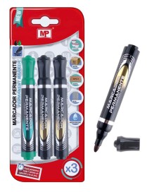 MP ανεξίτηλος μαρκαδόρος PE510-03, 2mm, 2x μαύρο 1x πράσινο