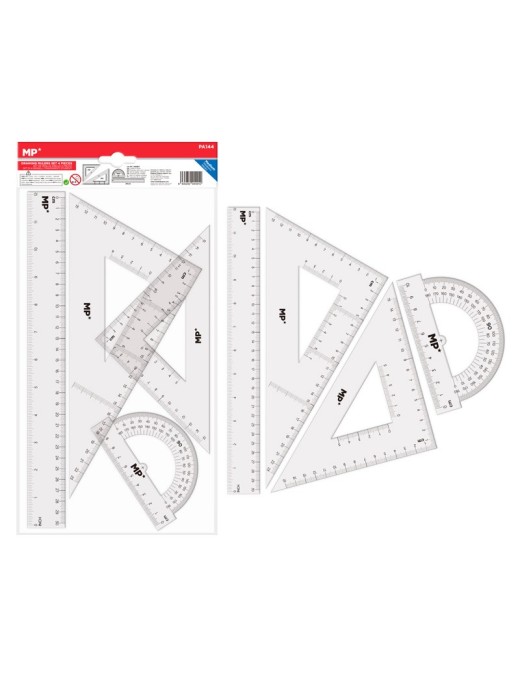 MP σετ χάρακες PA144, διάφανο πλαστικό, 4 τμχ