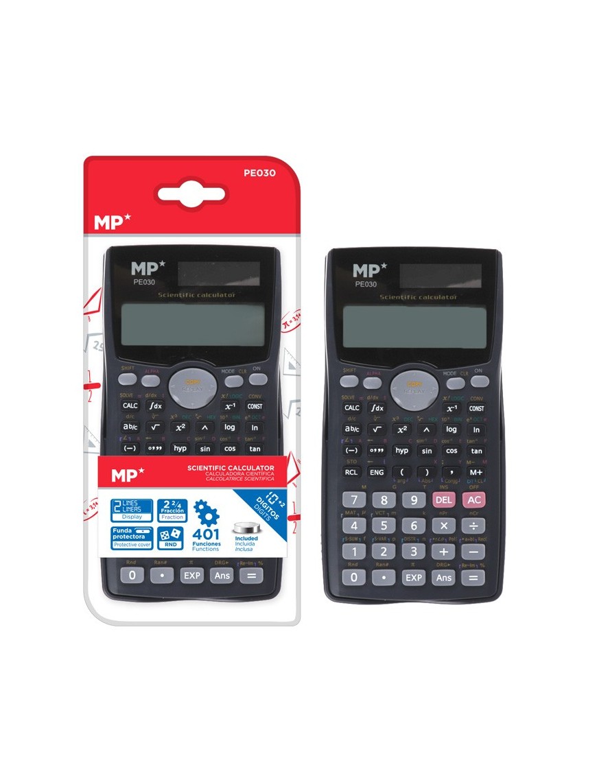 MP επιστημονική αριθμομηχανή PE030, ηλιακό & μπαταρίες, 10+2 ψηφία