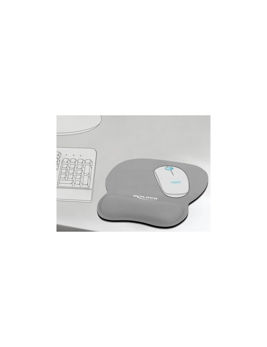 DELOCK Mousepad 12698 με στήριγμα καρπού, 245x206 mm, γκρι