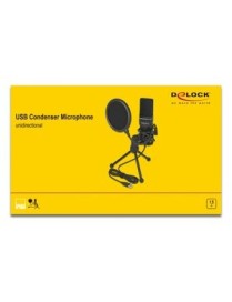DELOCK Mικρόφωνο studio με pop φίλτρο & αντιανέμιο 66331, πυκνωτικό, USB