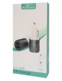 POWERTECH φορτιστής αυτοκινήτου PT-798, 2x USB, 2.1A, γκρι