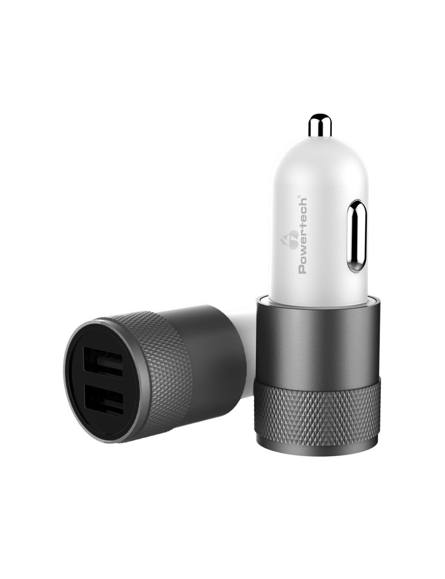POWERTECH φορτιστής αυτοκινήτου PT-798, 2x USB, 2.1A, γκρι