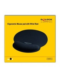 DELOCK Mousepad 12559 με στήριγμα καρπού, 252 x 227mm, μαύρο