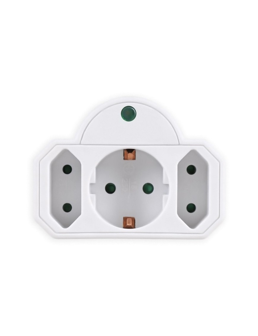 POWERTECH αντάπτορας ρεύματος PT-816, 1x schuko, 2x euro, 16A, λευκός