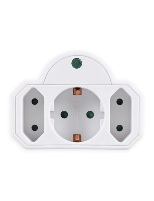POWERTECH αντάπτορας ρεύματος PT-816, 1x schuko, 2x euro, 16A, λευκός