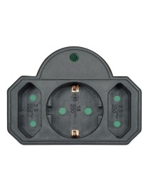 POWERTECH αντάπτορας ρεύματος PT-817, 1x schuko, 2x euro, 16A, μαύρος