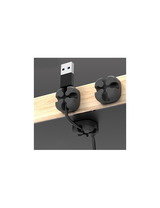 POWERTECH οργανωτής καλωδίων σιλικόνης TIES-028, 2 καλωδίων, μαύρο, 5τμχ