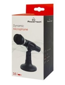 POWERTECH μικρόφωνο PT-859, με βάση, δυναμικό, 3.5mm, μαύρο