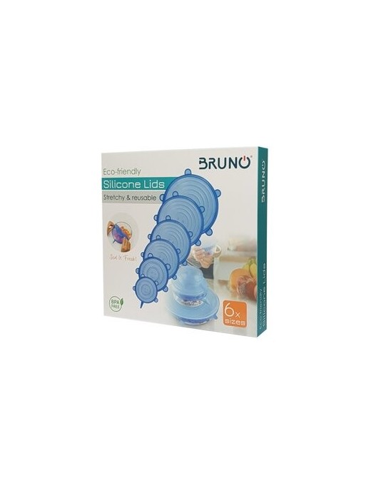 BRUNO σετ σιλικονούχων καπακιών για δοχεία τροφίμων BRN-0044, 6τμχ, μπλε