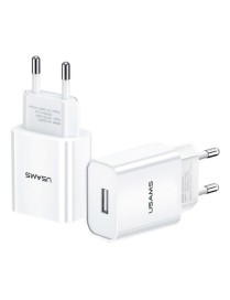 USAMS φορτιστής τοίχου T18, 1x USB, 2.1A, λευκός