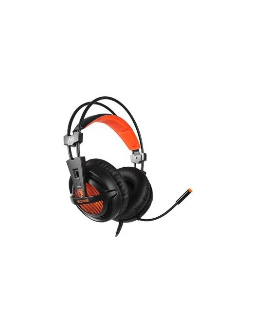 SADES Gaming Headset A6, multiplatform, USB, LED, μαύρα