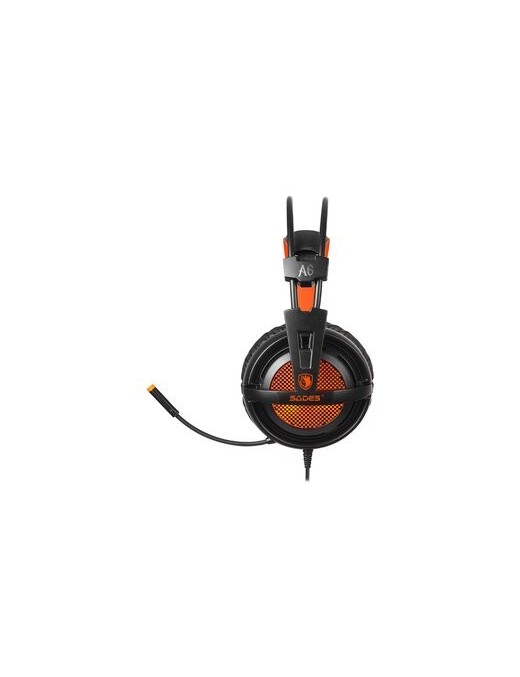 SADES Gaming Headset A6, multiplatform, USB, LED, μαύρα