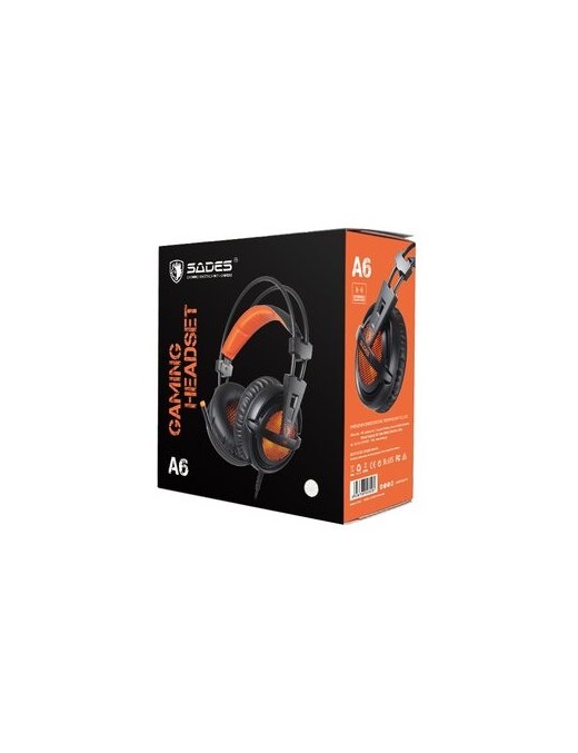 SADES Gaming Headset A6, multiplatform, USB, LED, μαύρα