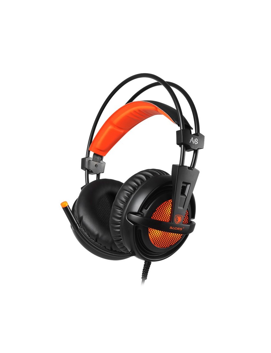 SADES Gaming Headset A6, multiplatform, USB, LED, μαύρα