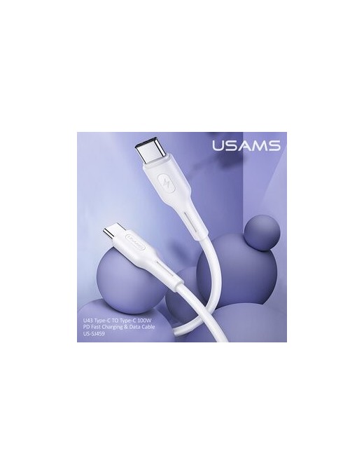 USAMS καλώδιο USB Type-C U43, 5A 100W, PD, 1.2m, λευκό