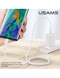 USAMS καλώδιο USB Type-C U43, 5A 100W, PD, 1.2m, λευκό