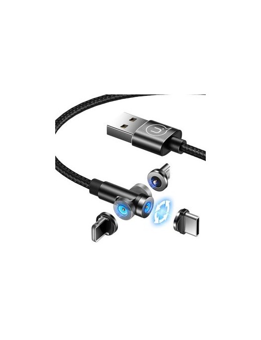 USAMS Καλώδιο USB σε lightning U59, μαγνητικό, περιστρεφόμενο, 1m, μαύρο