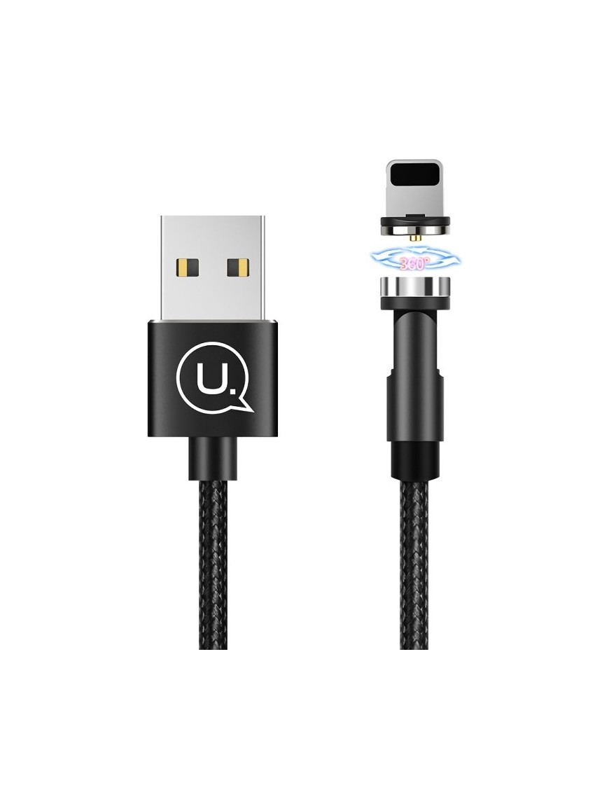 USAMS Καλώδιο USB σε lightning U59, μαγνητικό, περιστρεφόμενο, 1m, μαύρο